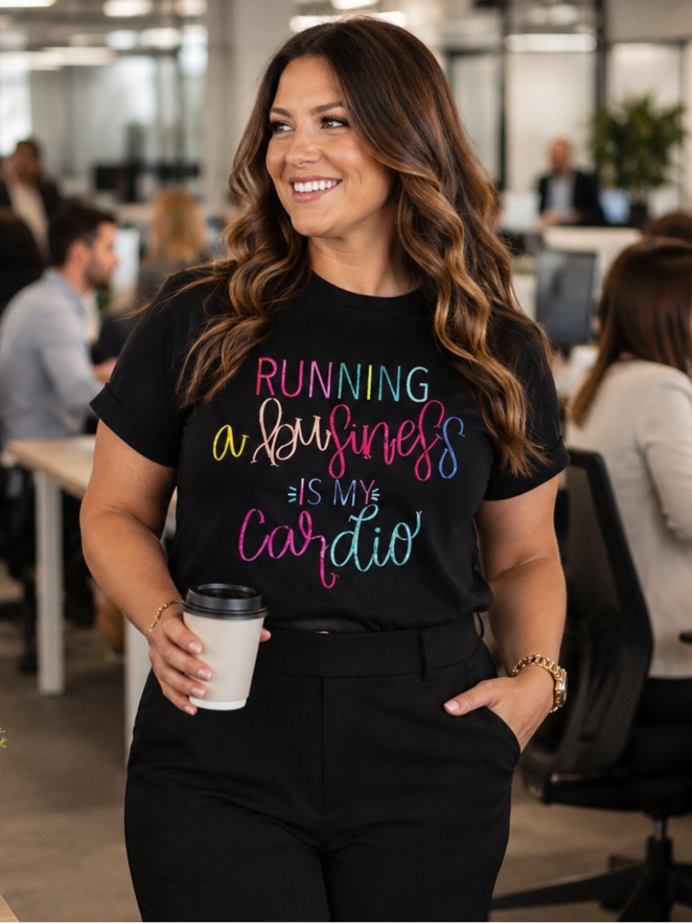 Running A business... graphic black T-shirt NWT